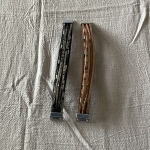 Set of Two leather bracelet in Black and Brown